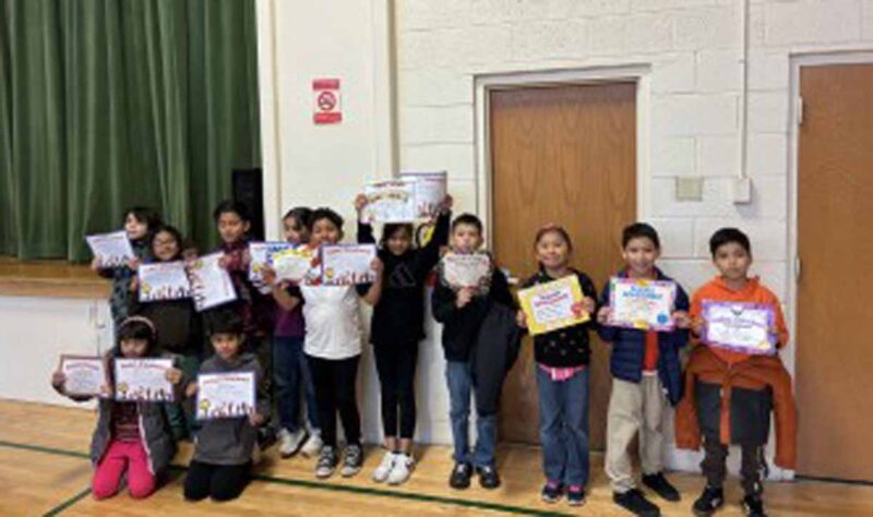 Students with their awards at the quarter 1 assembly.