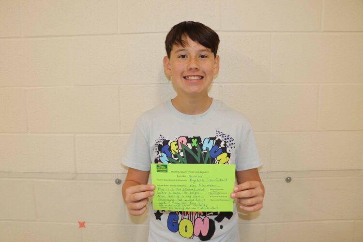 Rigo is one of many students nominated by his teacher for Jaguar of the month.